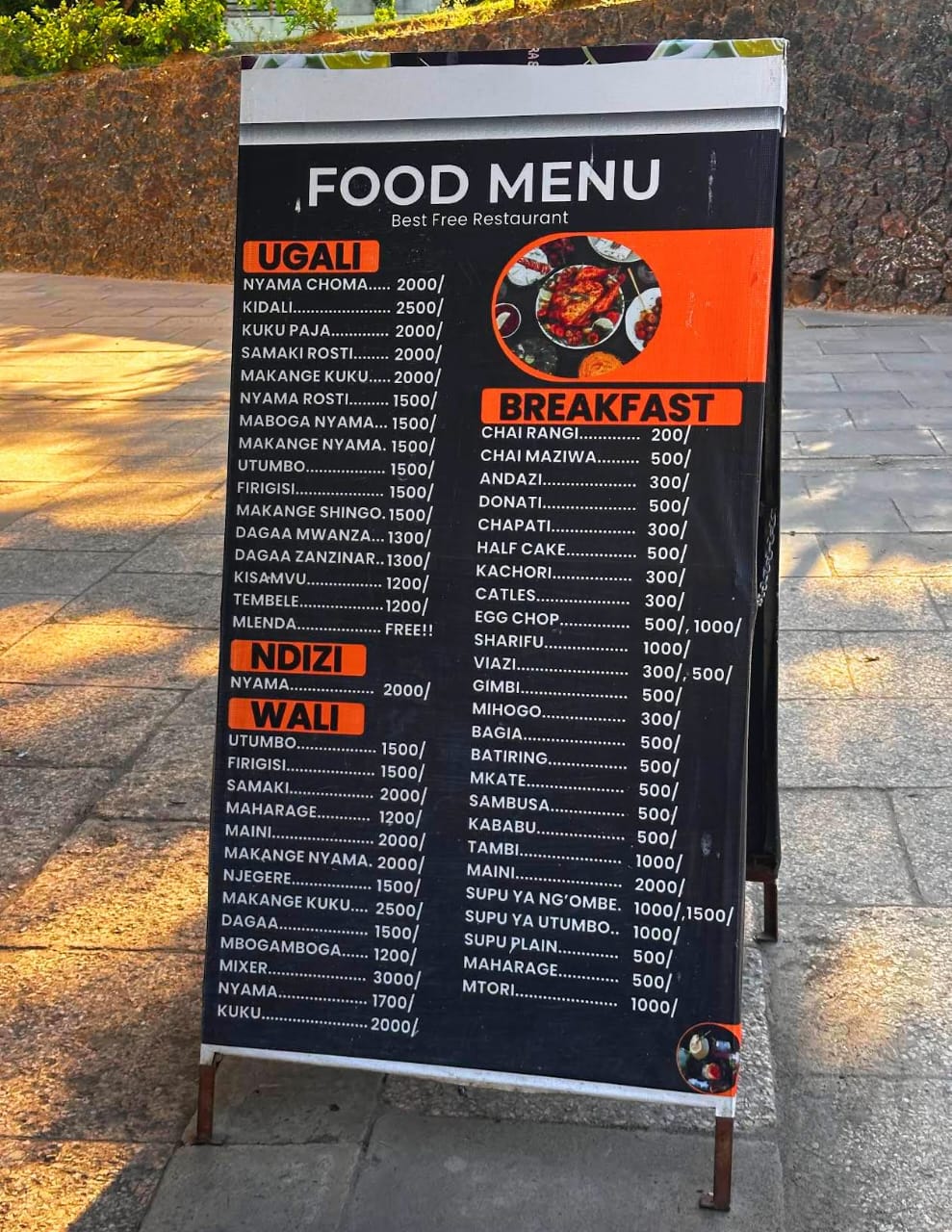 Menu and service counter at Campus Cafeteria